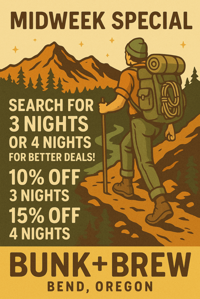 community adventure lodging experience bend oregon food carts craft beer live music hotel hostel basecamp sauna hotel